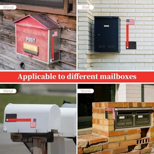 2 Pack Red Mailbox Flag Replacement Kit - Durable Metal Flags, Easy Install, All