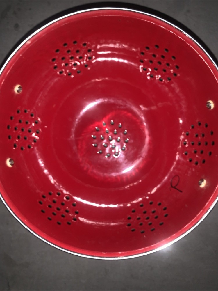 Vintage red enamel Colander