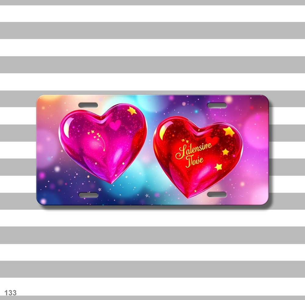 Stylish Hearts License Plate Add Text Auto Tag Gift Idea
