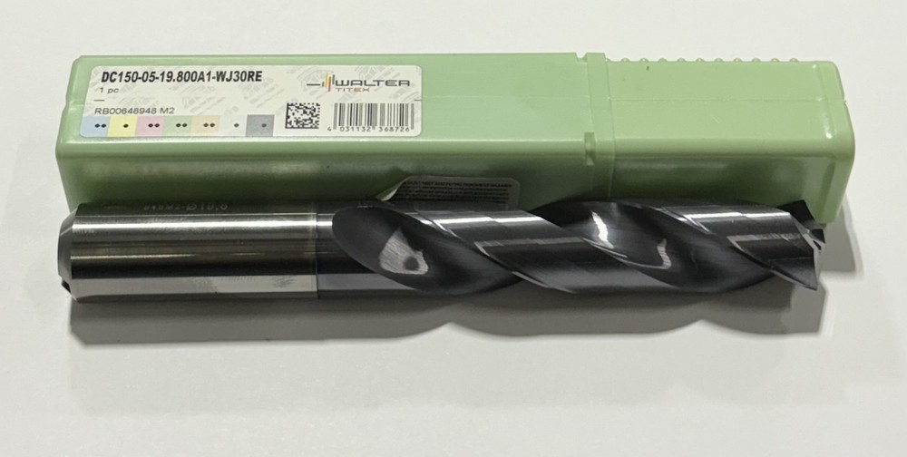 Walter-Titex 19.8mm Solid Carbide Drill 5xD TiNAl Coating 2 Flute Coolant Thru