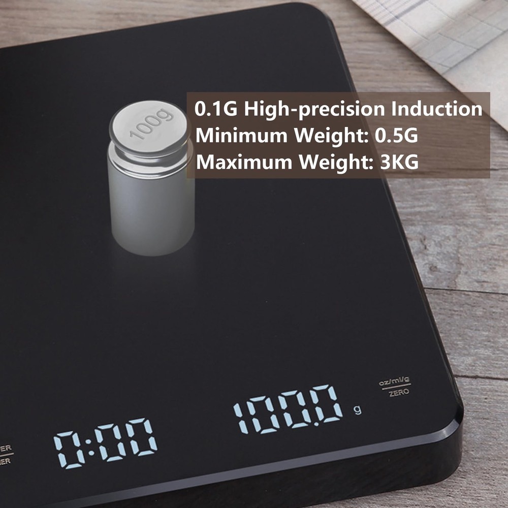 1 PCS Digital Coffee Scale Timer Precision Espresso Pour Over Tare 6.6lb Max