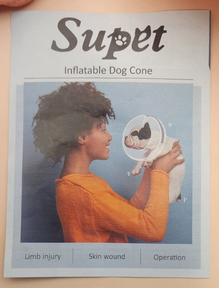 Supet - Inflatable Dog Cone - Multi Color - Medium - See chart for size