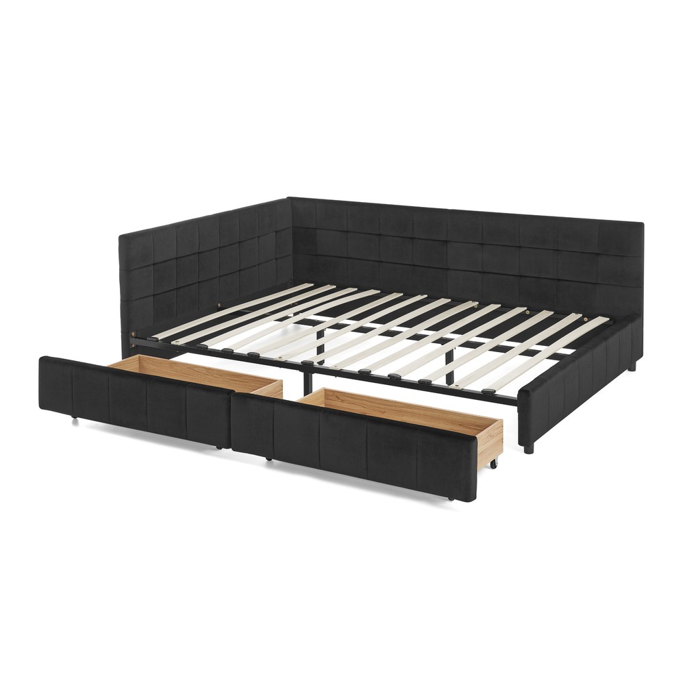 Queen Size Storage Upholstered Tufted Bed Frame, Sofa Bed Frame with Comfortable