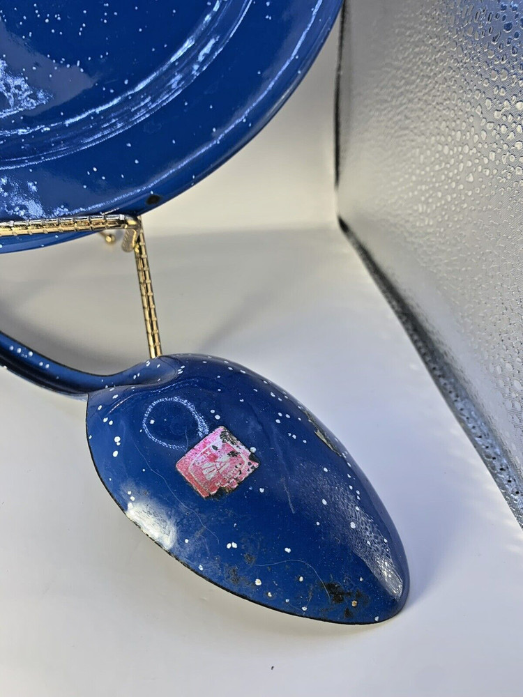 Enamelware Blue Plate and Spoon