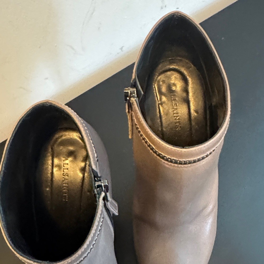 All Saints Chic Gray Heeled Ankle Boots
