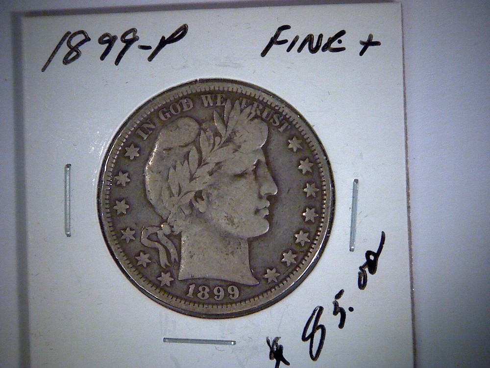 1899-P   BARBER HEAD SILVER HALF DOLLAR,  .36169 SILVER