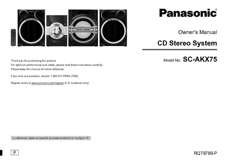 Panasonic SC-AKX75 CD Stereo System Owners Instruction Manual