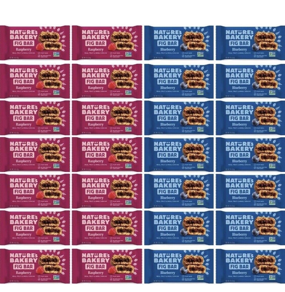 Natures Bakery Whole Wheat Fig Bars - 64 Bars (32 Blueberry,  32 Raspberry Each)