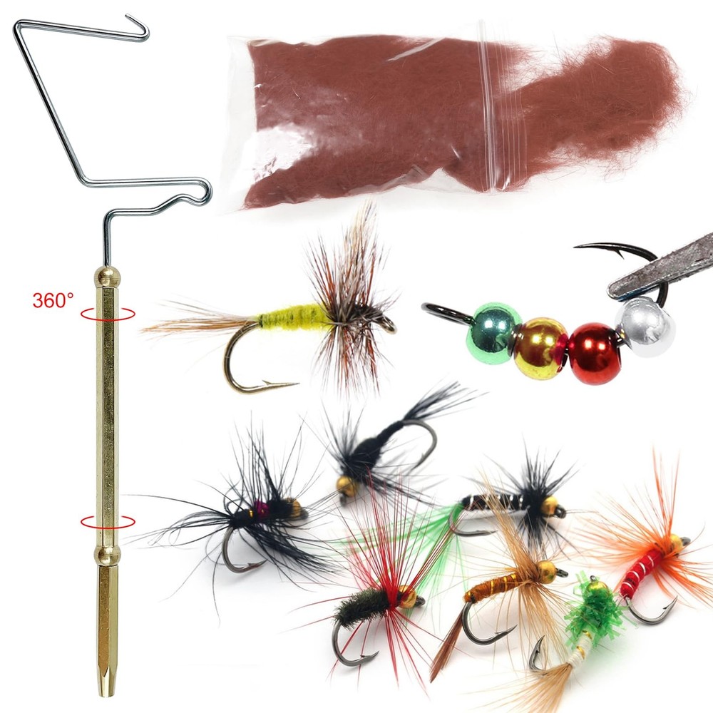 Fly Tying Kit Material Tools Kit Bobbin Fly Hooks Scissors Fly Beads Threader...