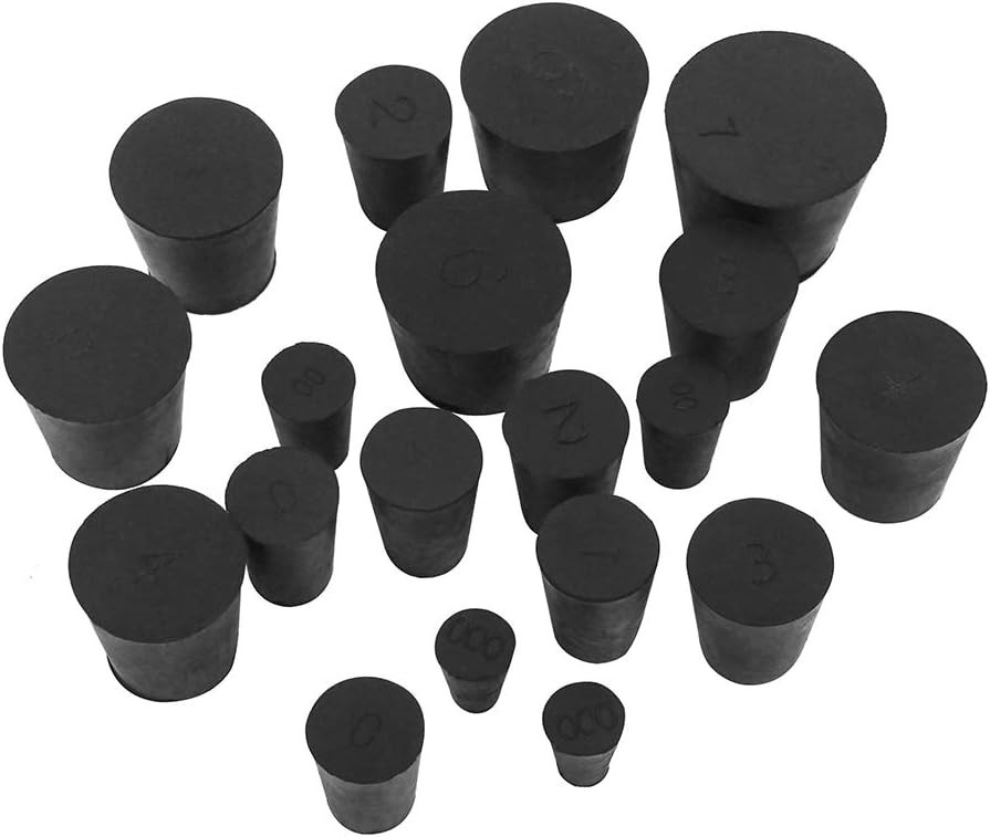 19-Pack 10 Assorted Sizes Solid Rubber Stoppers