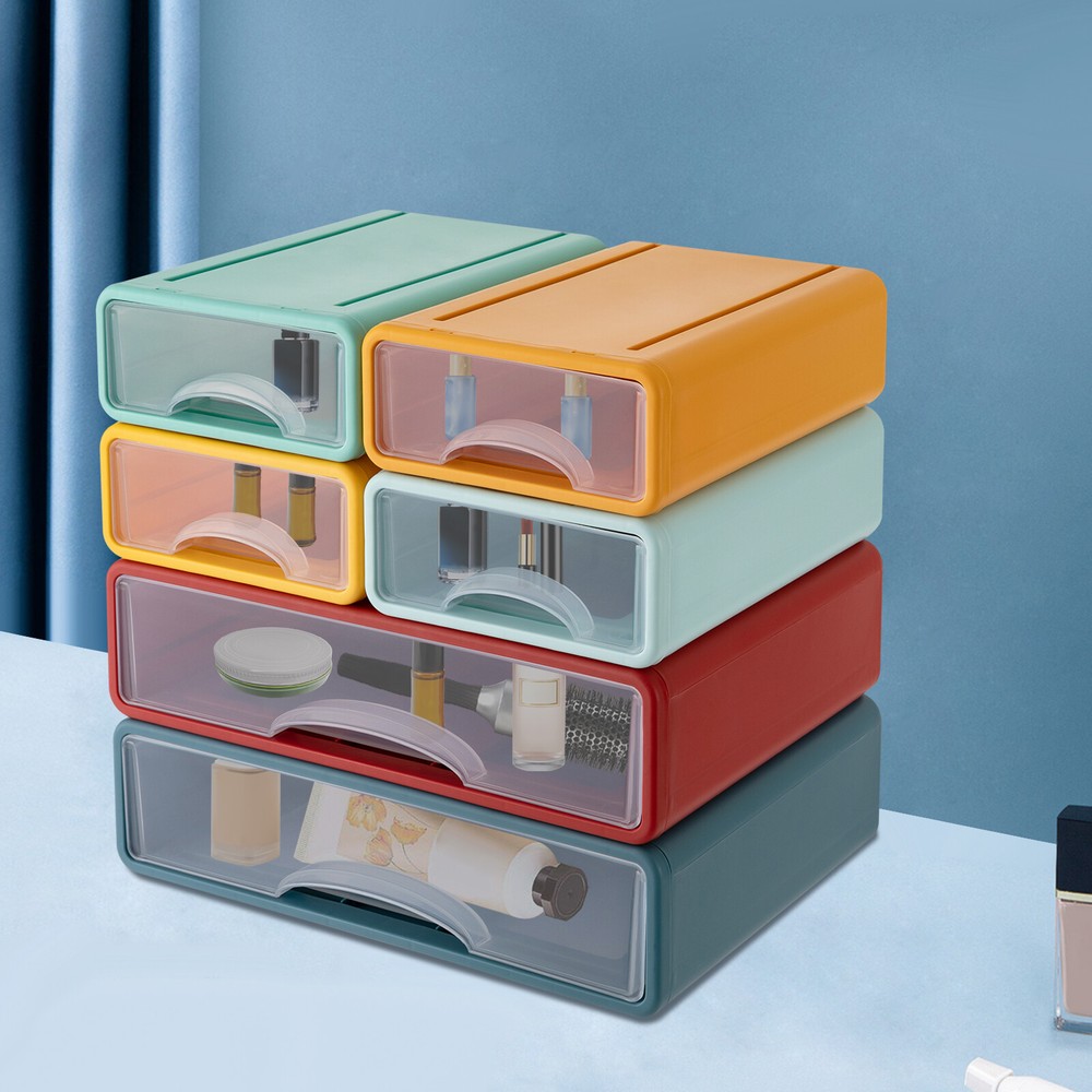 6PCS Drawers Stackable Organizer Case Desktop Drawer Storage Organizers