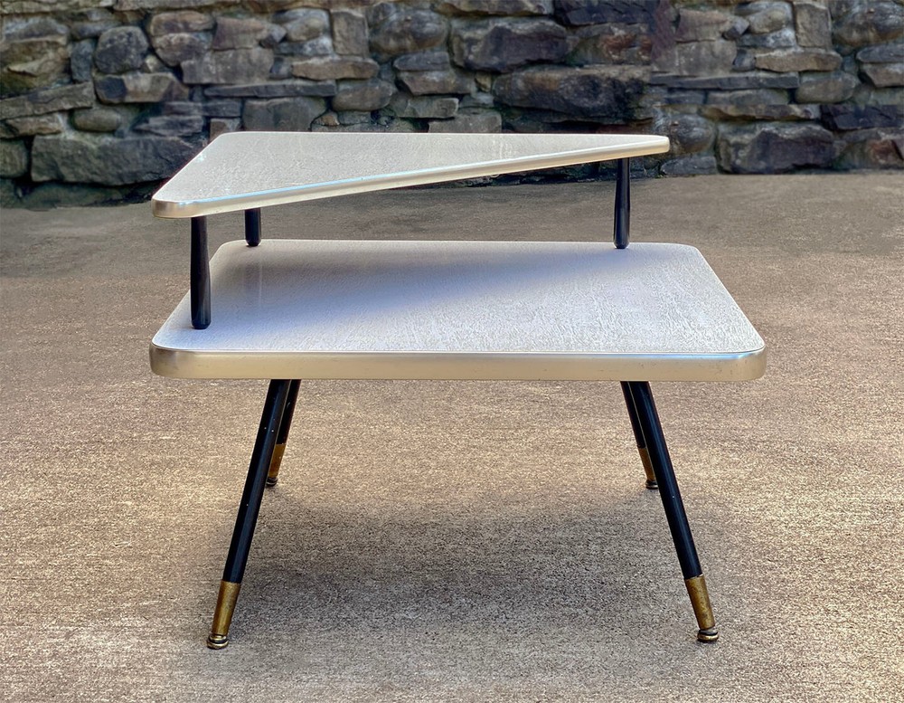 Mid-Century Modern Atomic Blonde 2-Tier End Table