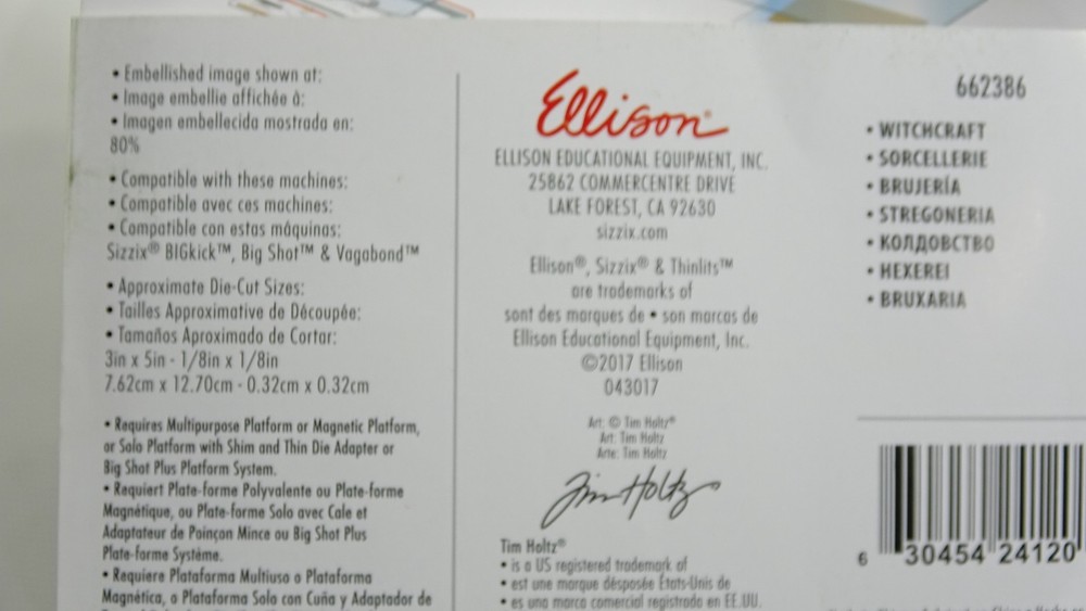 2017 Tim Holtz Sizzix Thinlits Witchcraft Halloween Dies No. 662386