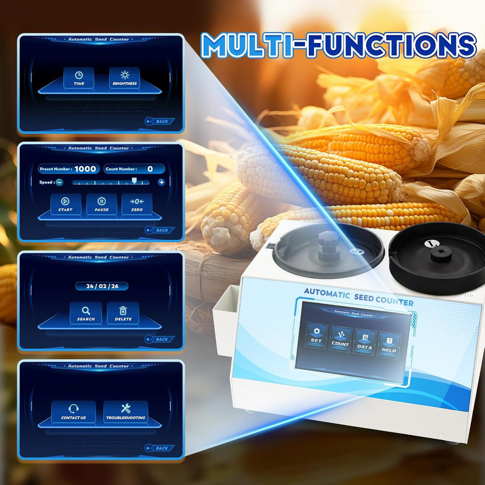 Adjustable Speed 3-Plate Touchscreen Seed Counter with Data Storage