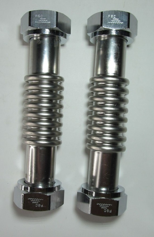 2-PACK FALCON SWC16BSP 1" x 6" STAINLESS STEEL FLEXIBLE WATER HEATER CONNECTORS