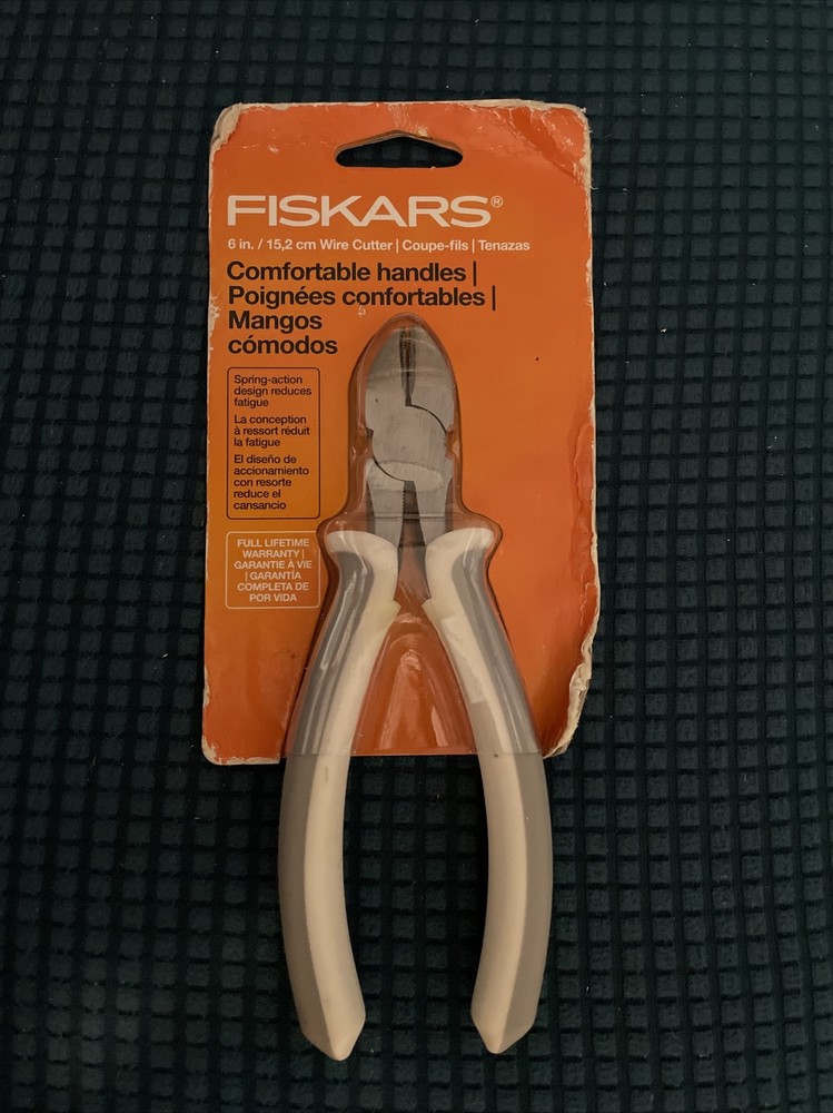 Fiskars Spring Action Softgrip 6" Wire Cutter Grey White