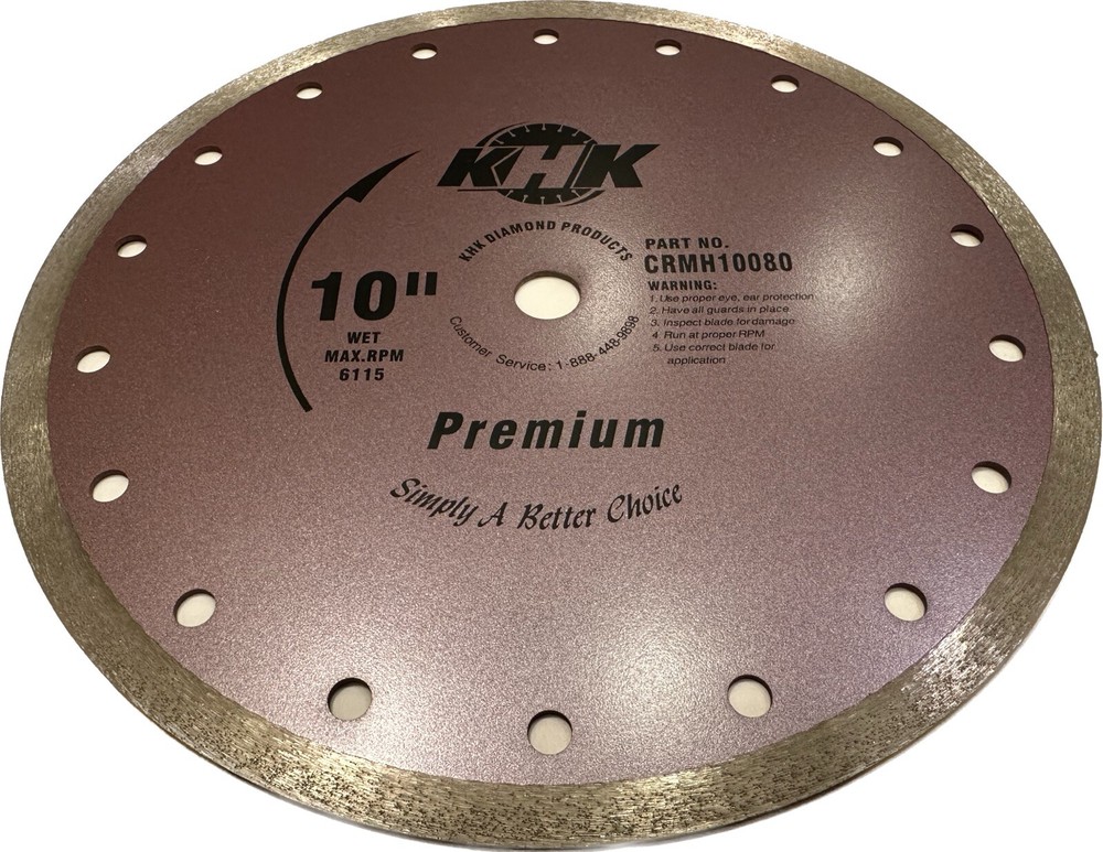 10" x .080" Premium Continuous Rim Marble Blade, Wet Cut