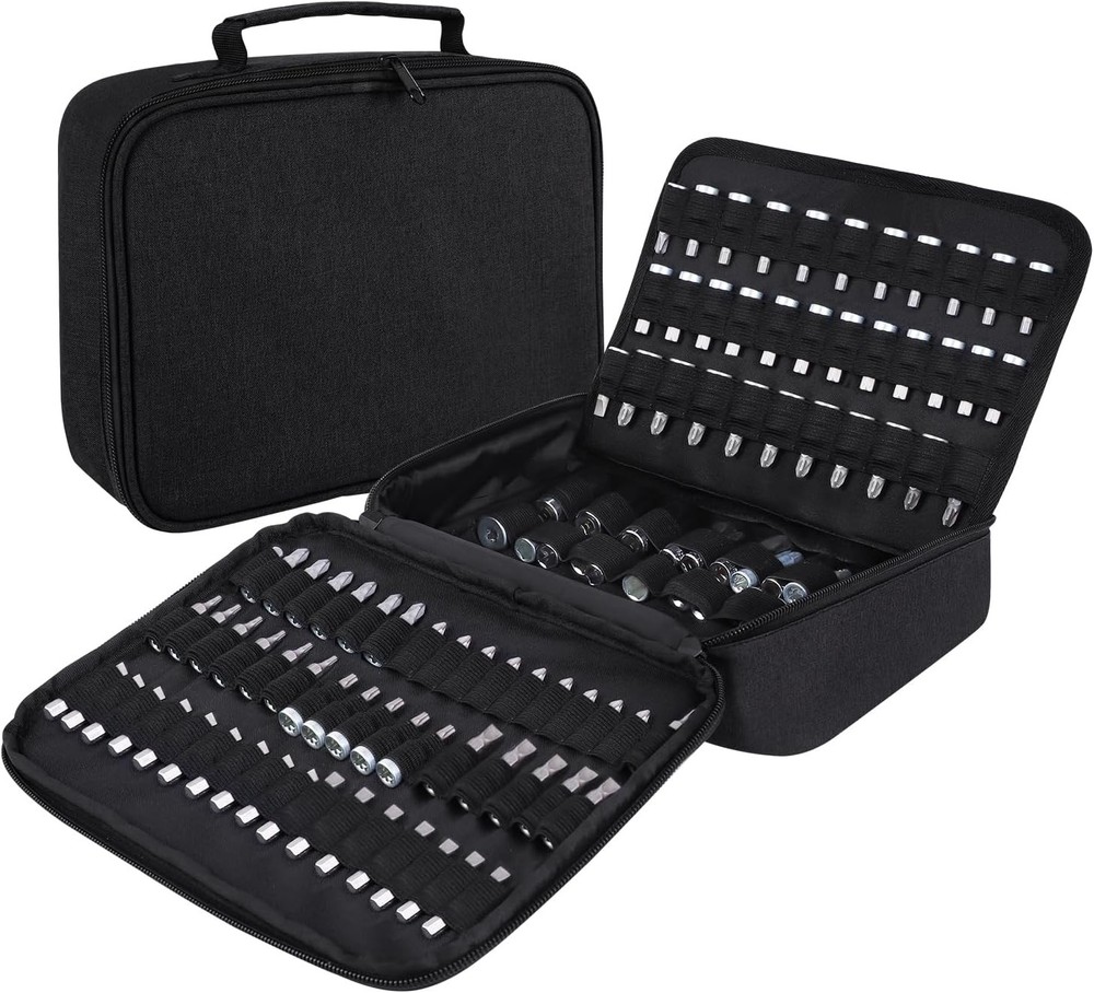 138 Hole Portable Socket Organizer, Drill Bit Organizer Black