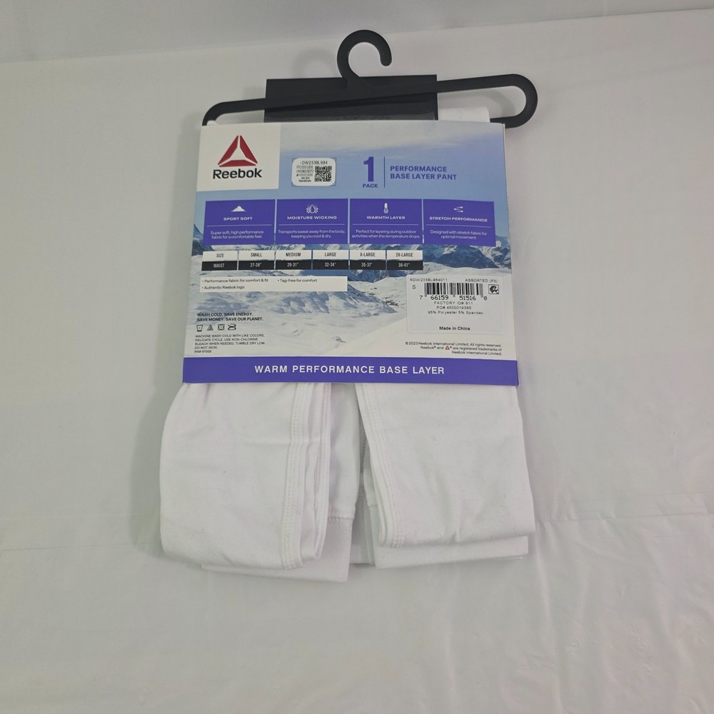 Reebok Women's Performance Base Layer White Pants & Top - 2 PC Set - Size Small