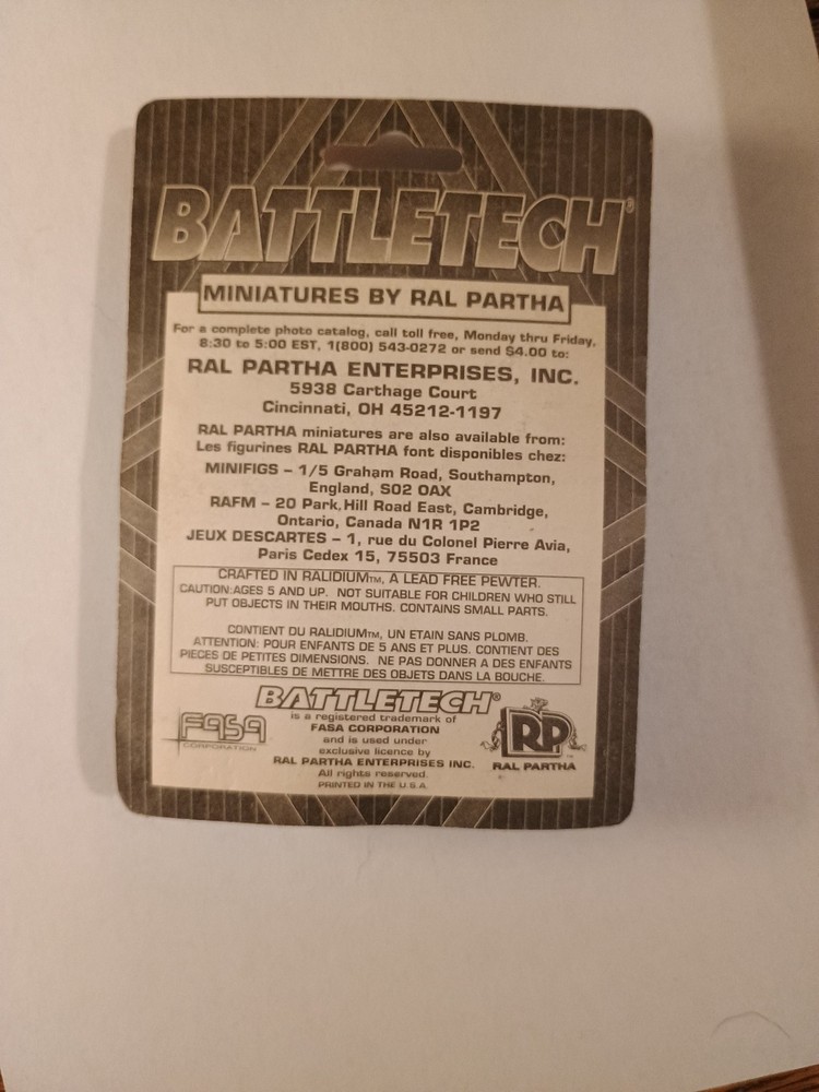 Ral Partha Battletech #20628 Thunder New Sealed