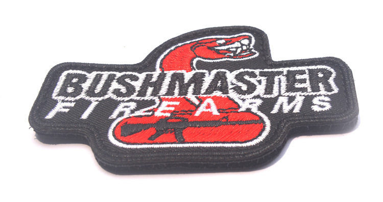 BUSHMASTER FIREARMS MILITARY TACTICAL HOOK PATCH SNAKE EMBROIDERED RED