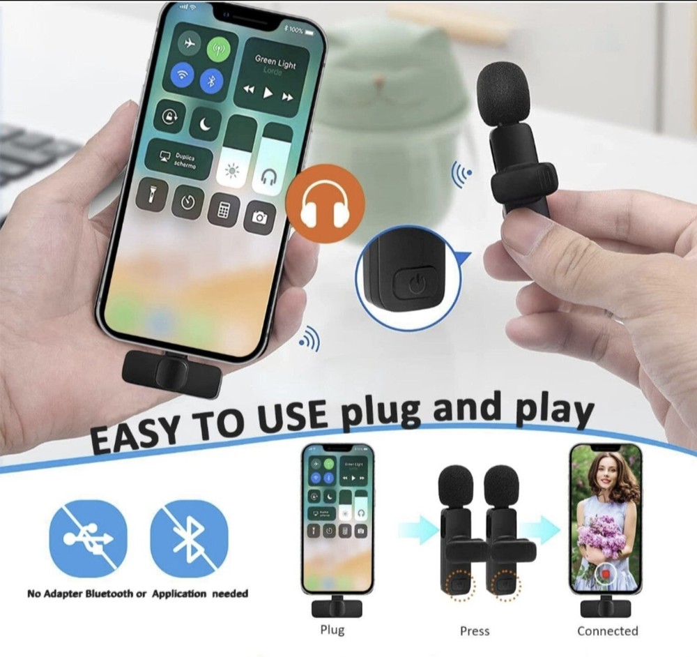 Professional Wireless Lavalier Lapel Microphone for iPhone, iPad - Cordless...
