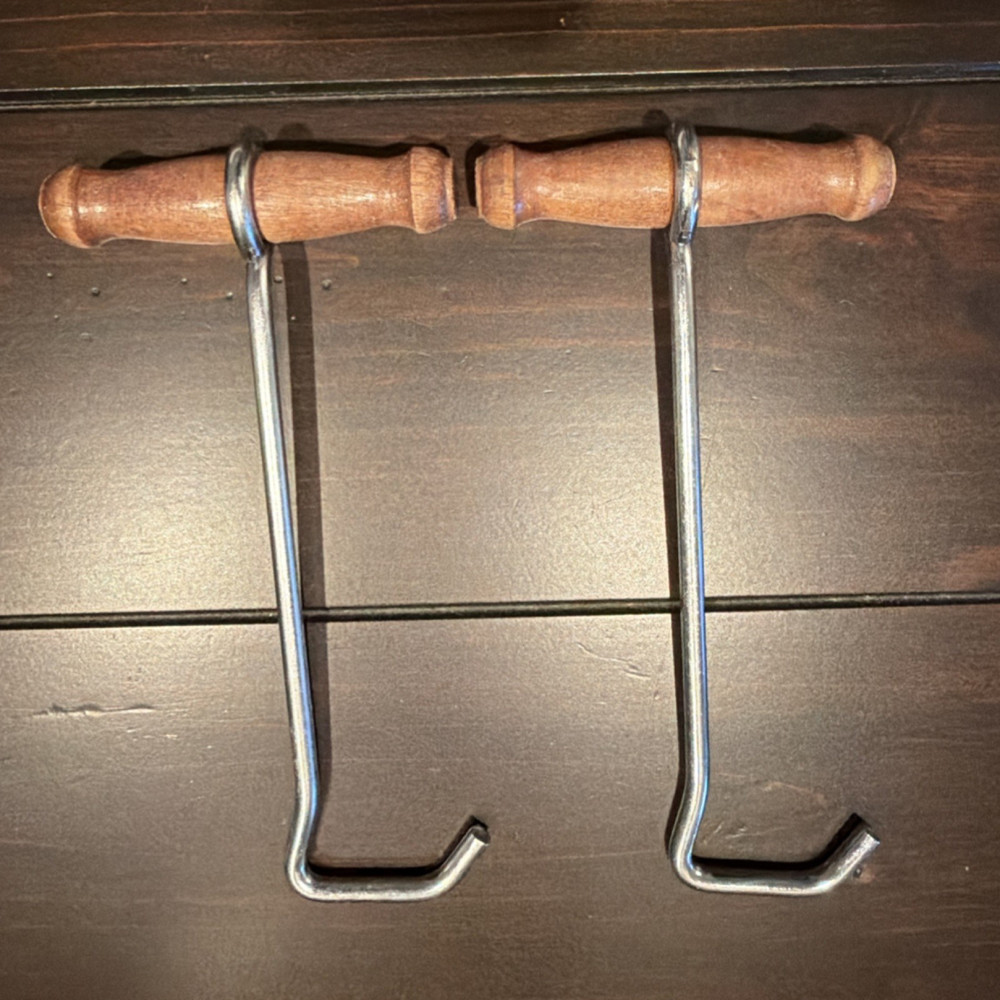 Vintage Western or English Boot Pulls HOOKS Wood Handle Puller Equestrian
