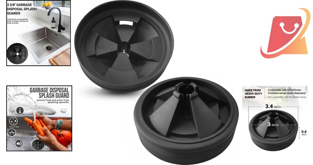 2-Pack Rubber Sink Baffle Garbage Disposal Splash Guards 3 3/8" Durable