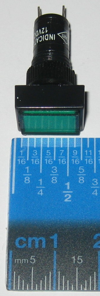 Panel Mount Rectangular LED Indicator - Green - Plastic Case - 3 to 12 V DC