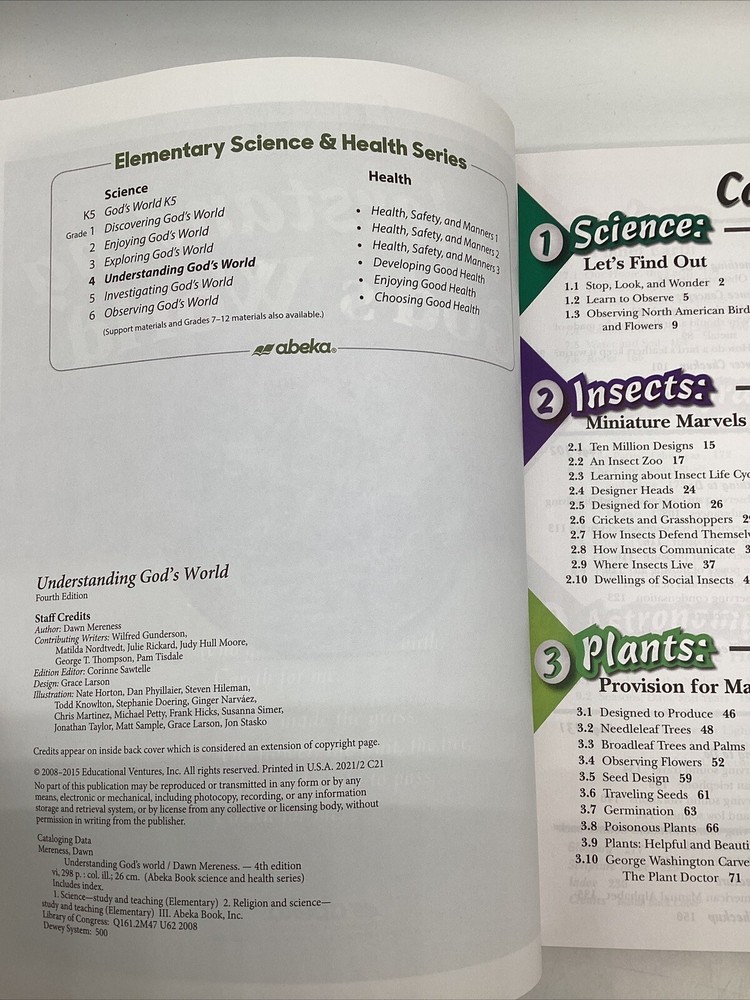 Abeka Understanding God’s World Student Text, Test & Activity 4th Grade Science