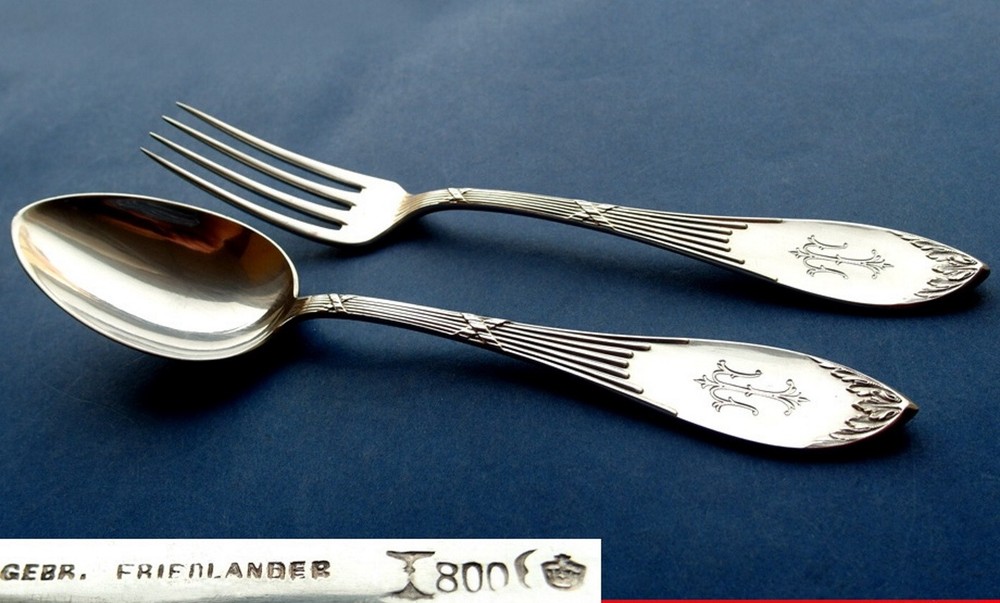 Set Table Fork + Tablespoon Crusade Used Friedländer Koch & Bergfeld Silver E523