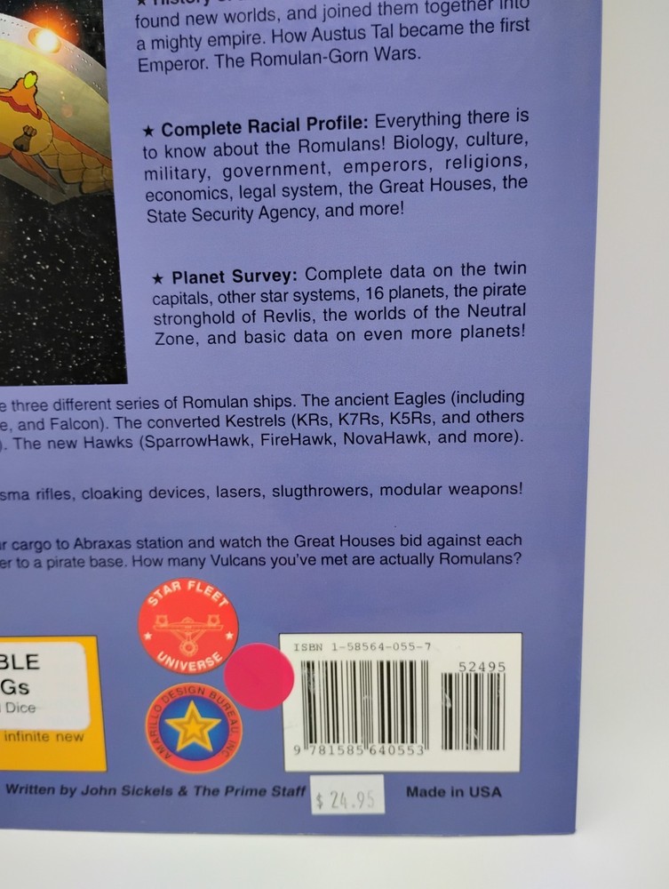 Romulans: Complete Imperial Data File- Prime Directive D20 RPG Supplement *NEW*