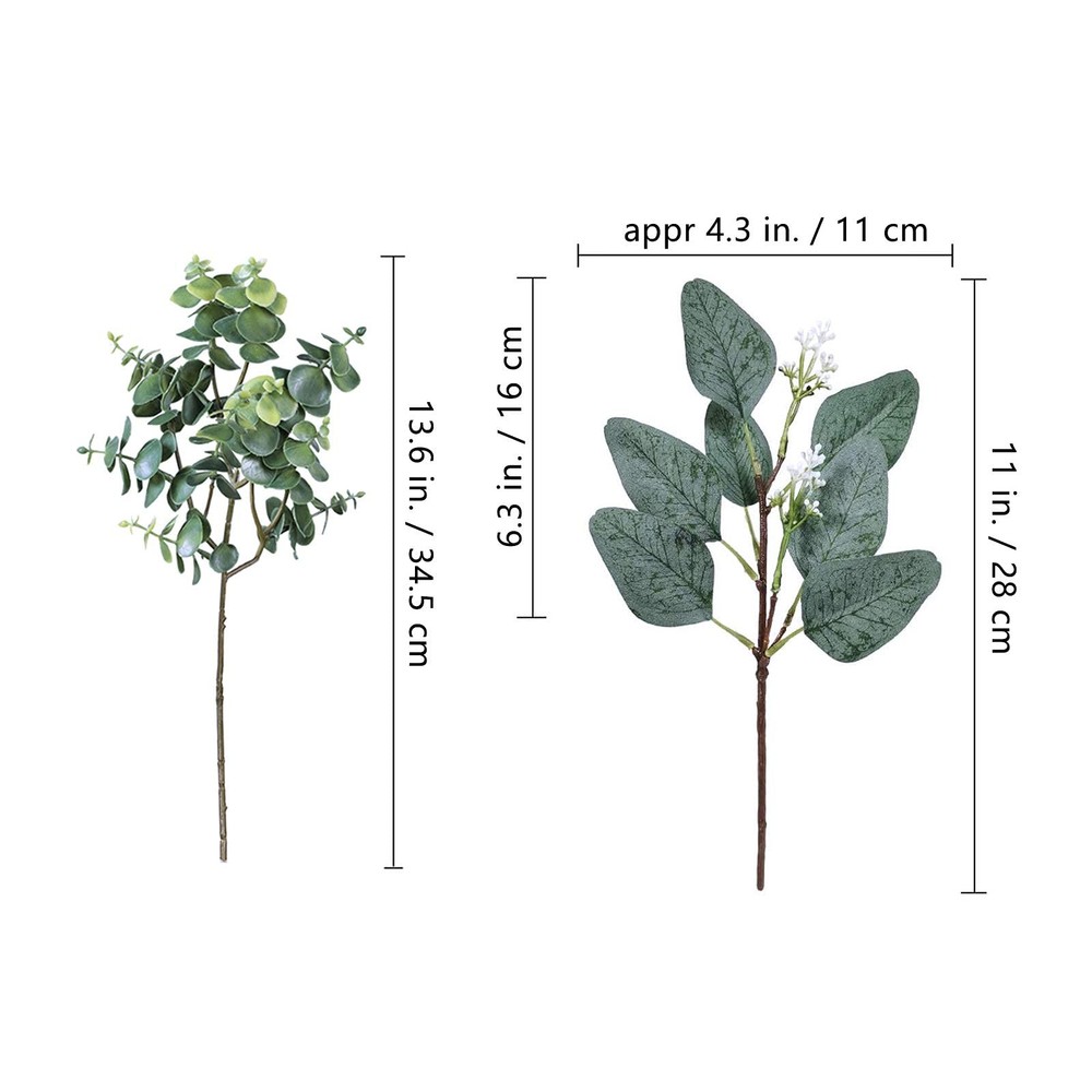 Mixed Eucalyptus Leaves Stems Bulk Artificial Sprays White