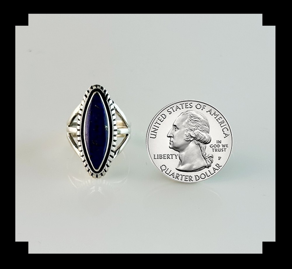 Handcrafted Sterling and Lapis Lazuli Ring Size 6 1/4