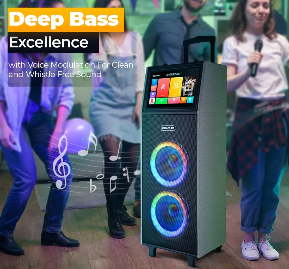 Professional Karaoke Machine Bluetooth Speaker Lyrics Display Screen WirelessMic