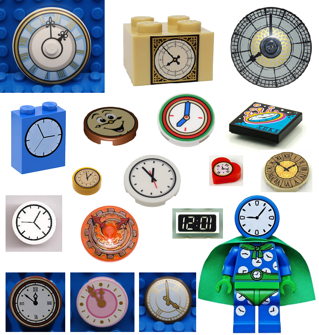 LEGO CLOCK SHOP ~ Tiles Bricks Radar Dish Printed Pattern Clocks NEW