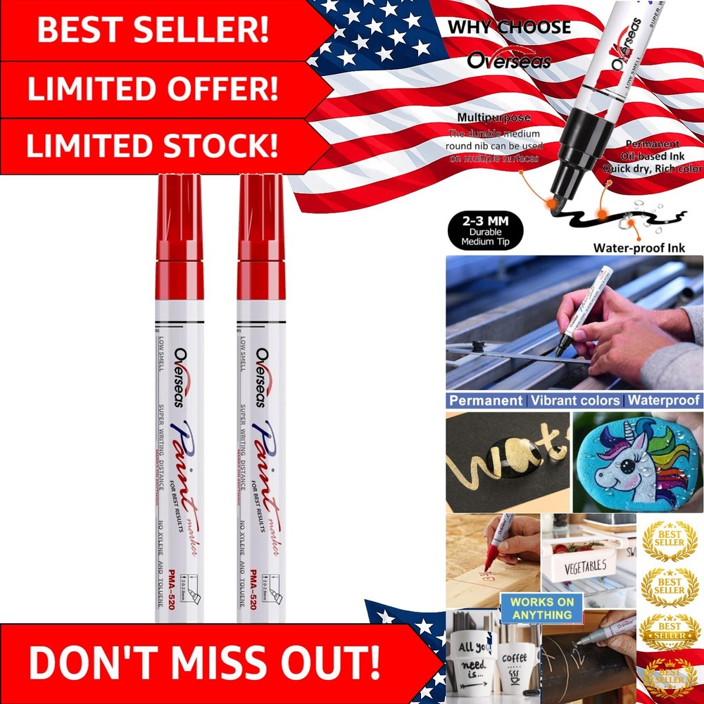 Versatile Red Paint Markers - Quick-Drying, Medium Tip for Multiple Surfaces