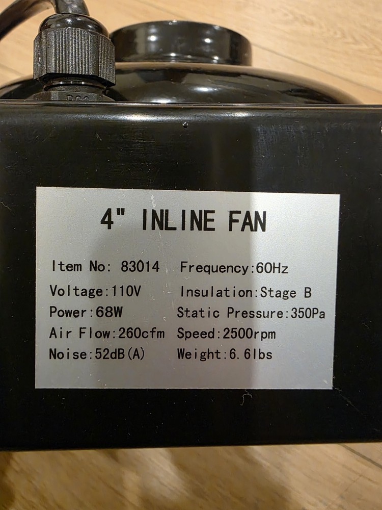 4" Inline Duct Fan with Speed Controller – 260 CFM