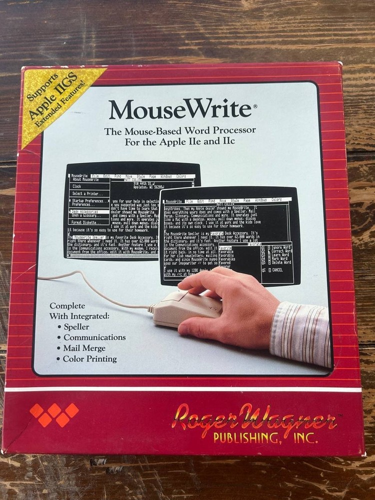 MouseWrite Word Processor Apple II/IIC Box Manuals Disks Roger Wagner
