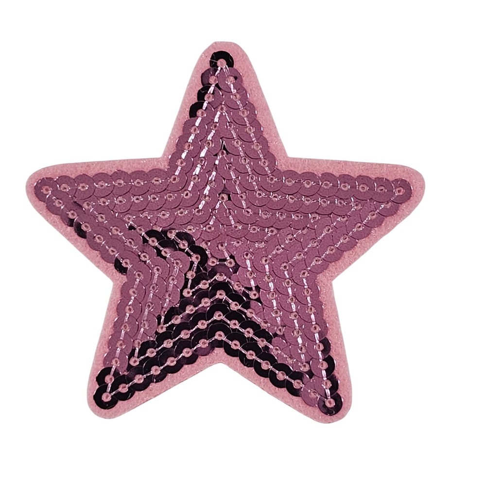 Sequin Pink Star - Embroidered Patch