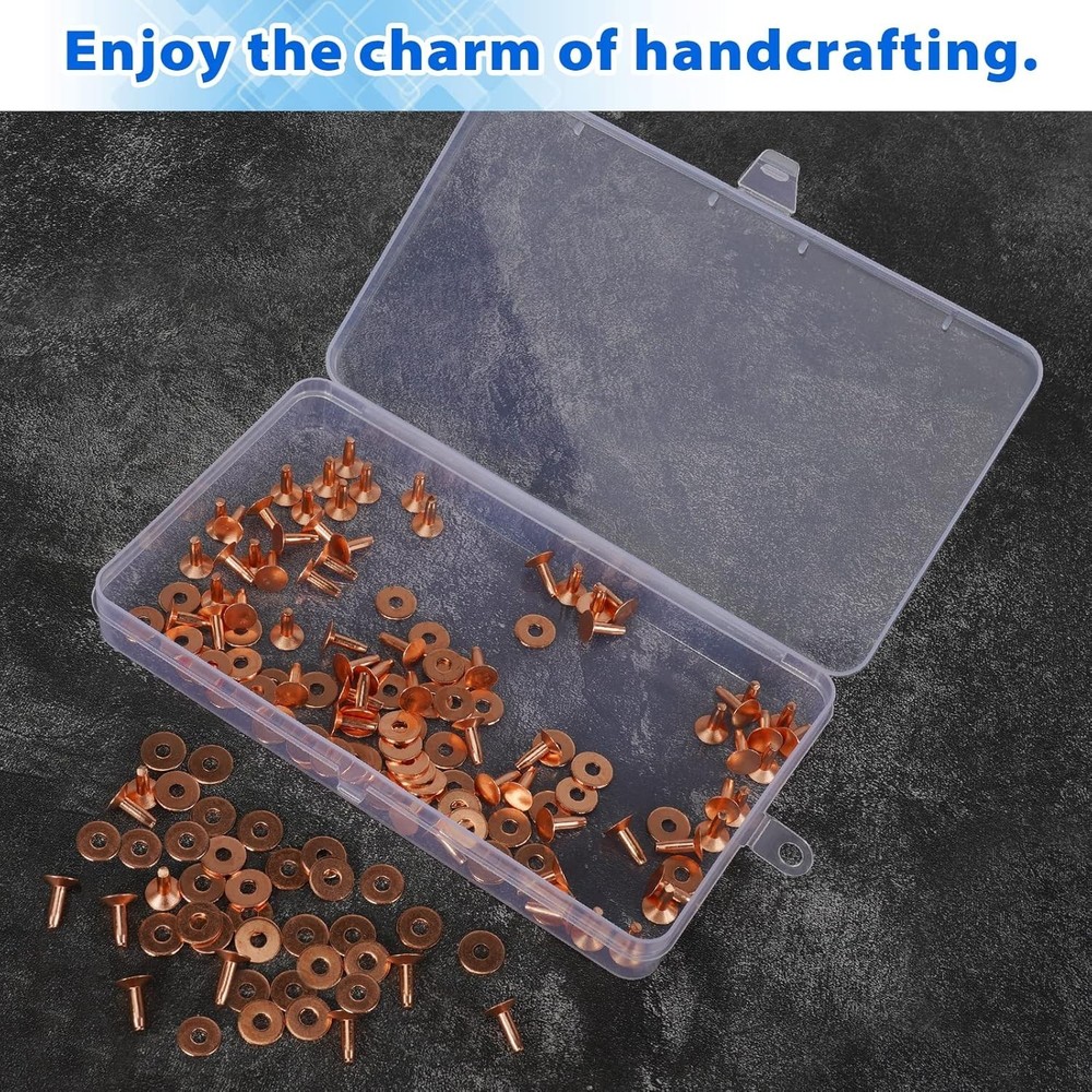 154pcs copper rivets for leather 12 smooth leather rivets without pattern pure