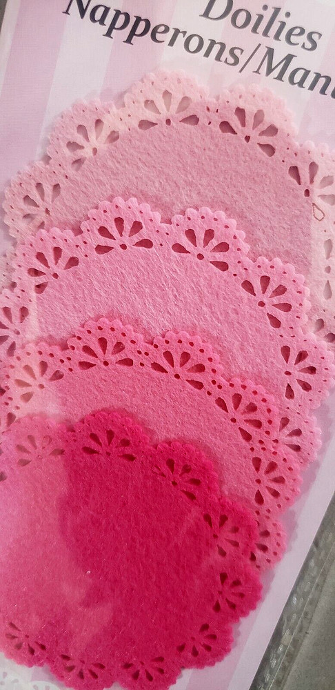 STUDIO18 Round Lace Felt Mini Doilies, 2.75" - PINK - 4 pc