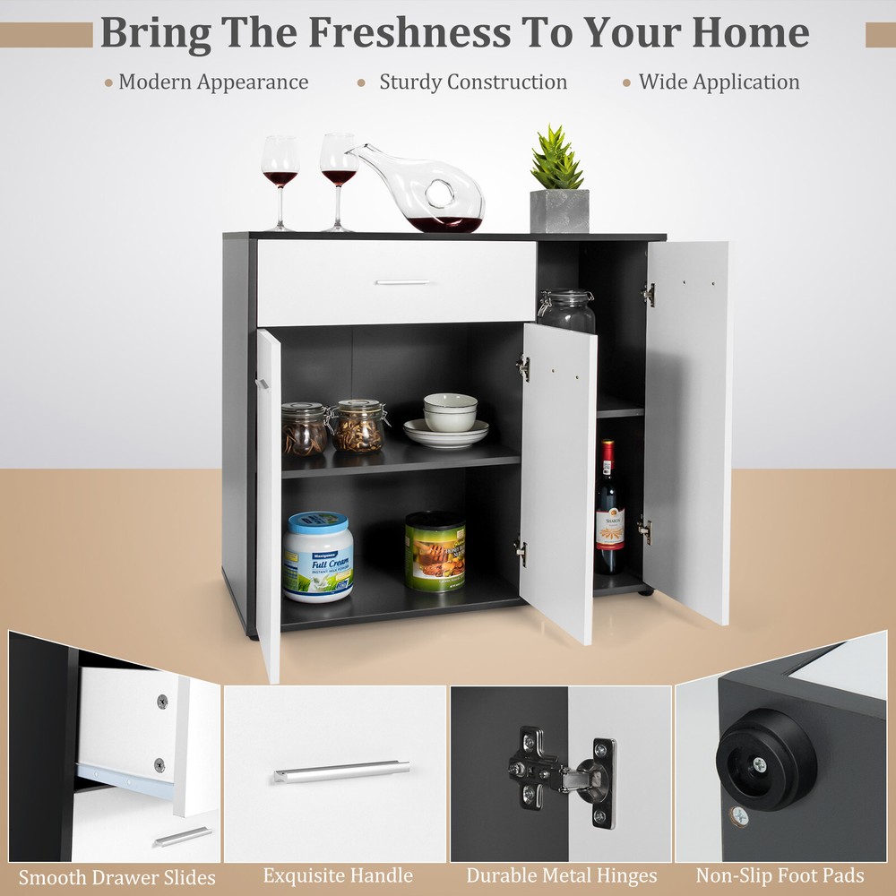 3-Door Buffet Sideboard Kitchen Storage Cabinet Console Cupboard w/Drawer