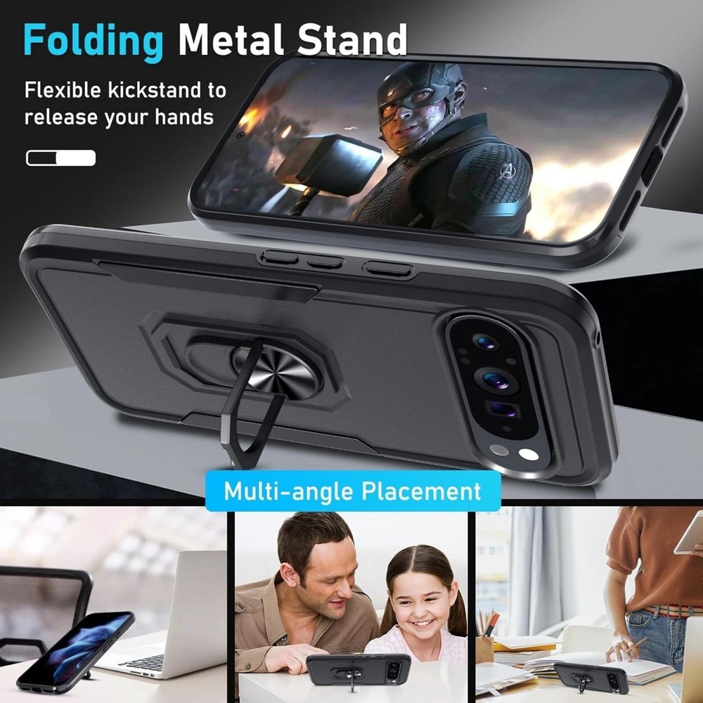 Google Pixel 10 Pro XL Case with Screen Protector + Camera Lens Protector, Black