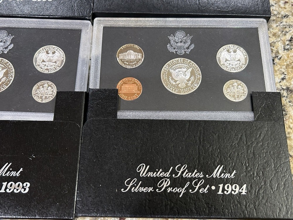 1992-1998 SILVER PROOF SET-COMPLETE RUN-90 % SILVER..7 Silver Sets..