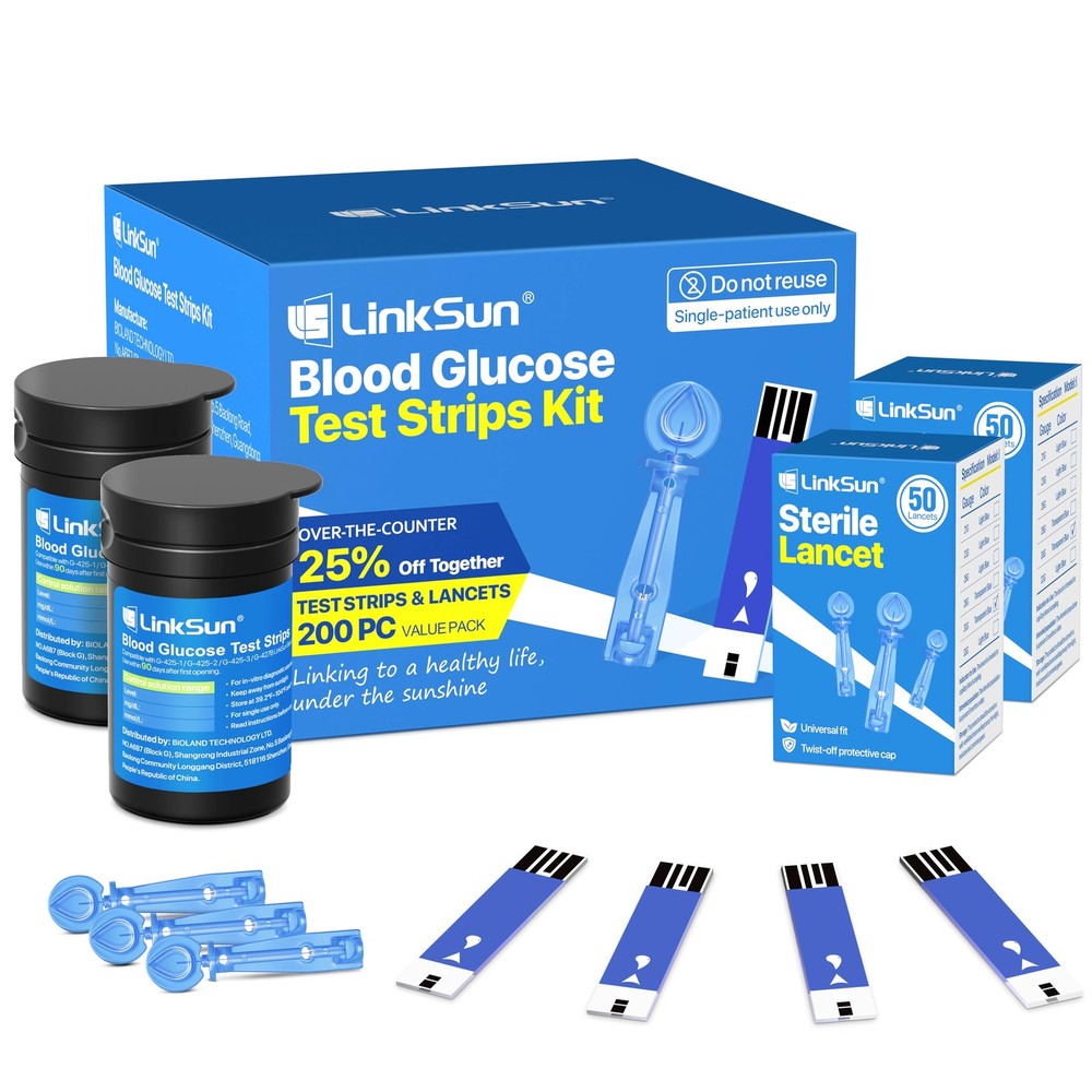 100 Blood Glucose Test Strips & Lancets Kit for Accurate Diabetes Testing
