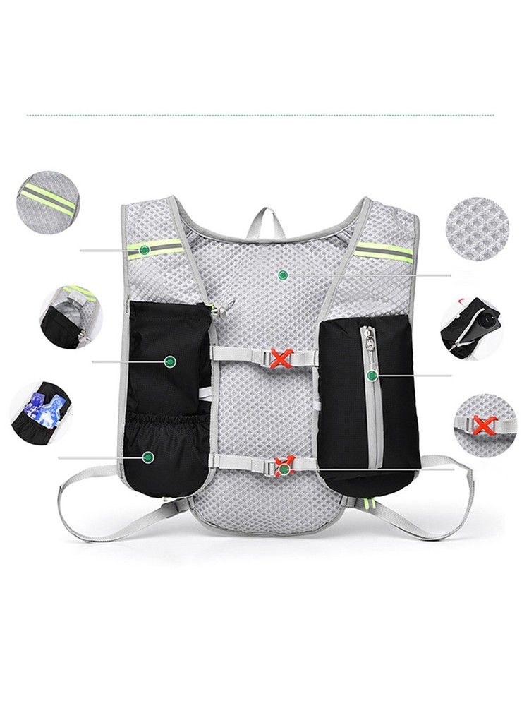 Men Cycling Small Bag Reflective Strips Backpack Buckles Sports Multi-Function