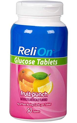ReliOn Glucose Tablets Bundle of Fruit Punch, 50 Count (Pack 5), Orange