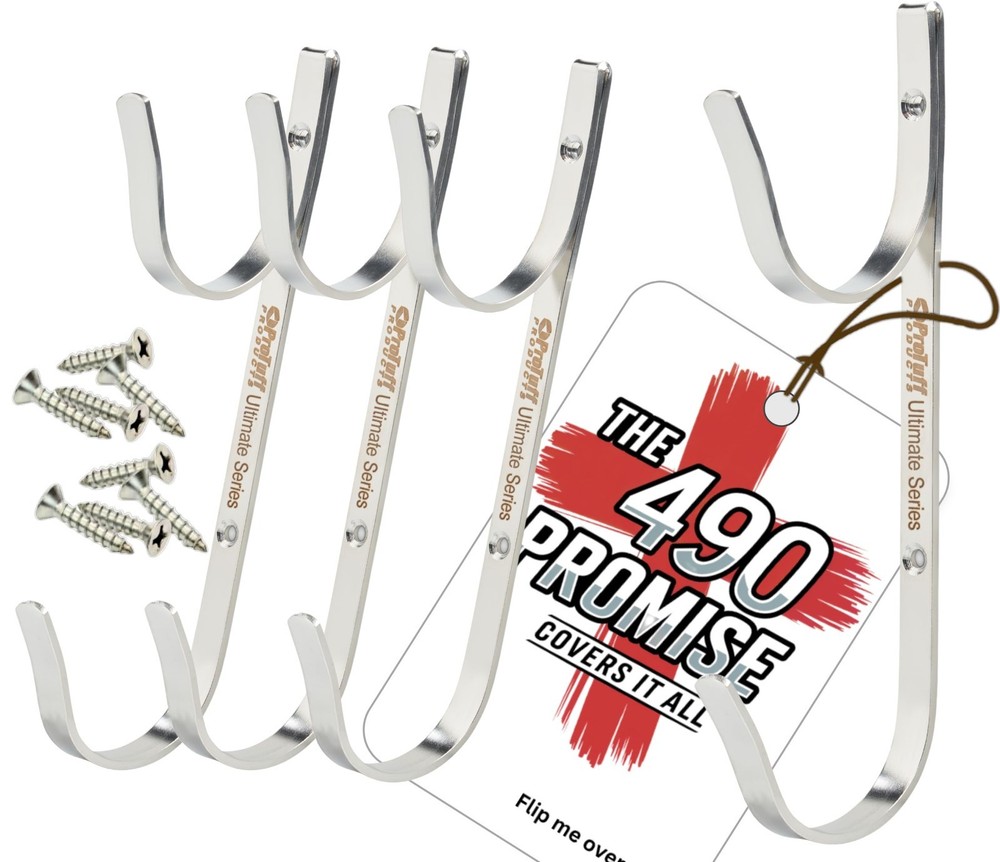 4 Pack Pool Pole Hanger Set - Heavy Duty Stainless Steel Hooks, Rust-Proof, Easy