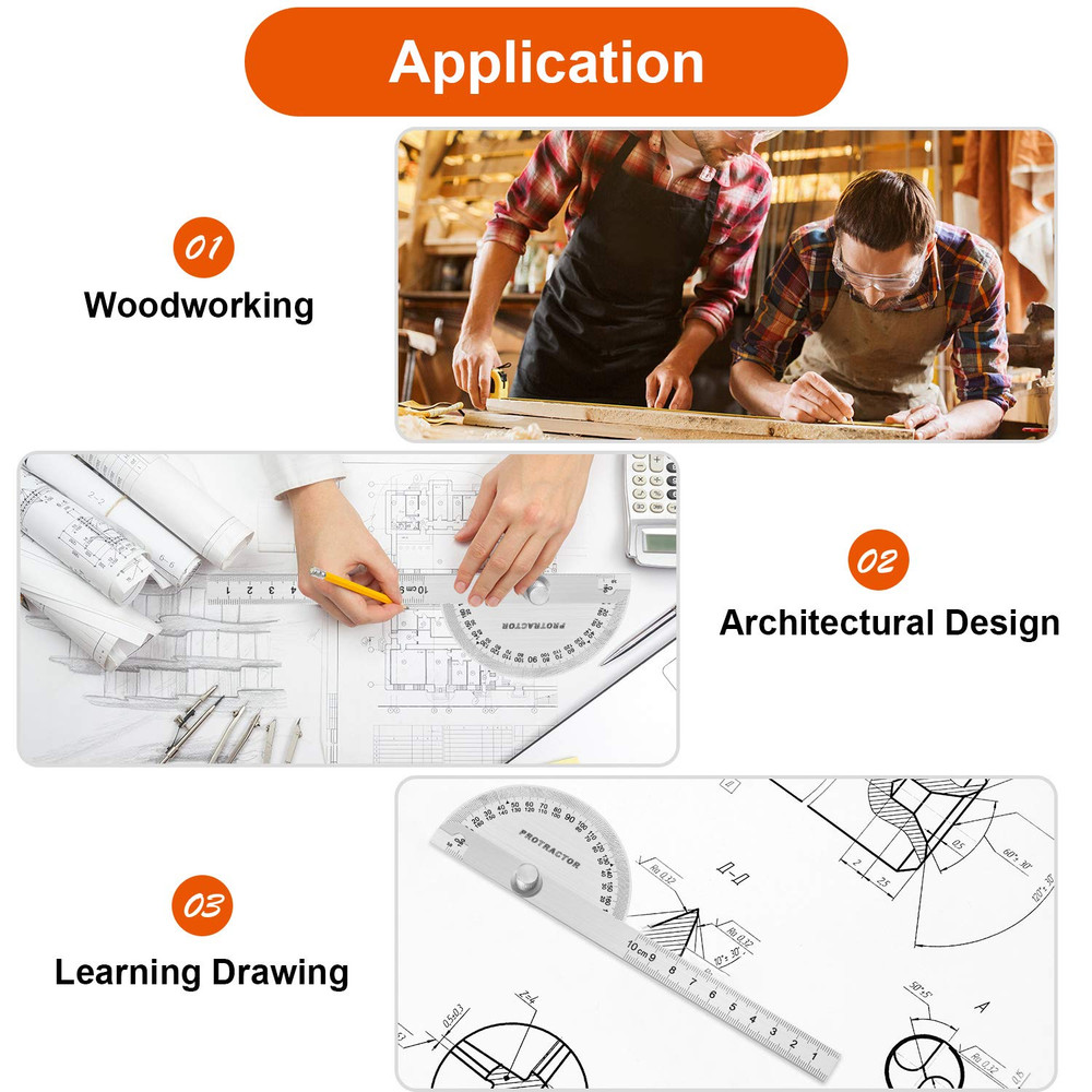 Angle Protractor Angle Finder Ruler Two Arm Stainless Steel Protractor Woodworki